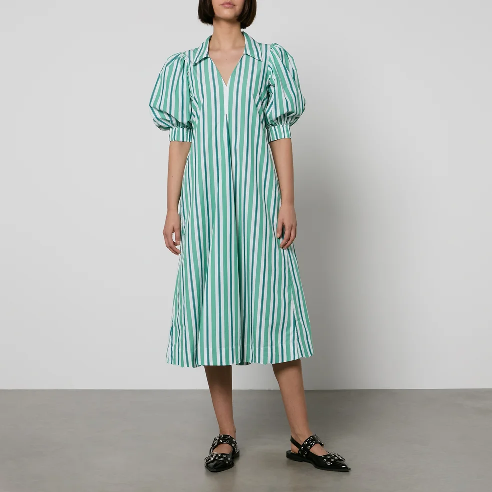 Ganni Striped Organic Cotton Maxi Dress Image 1
