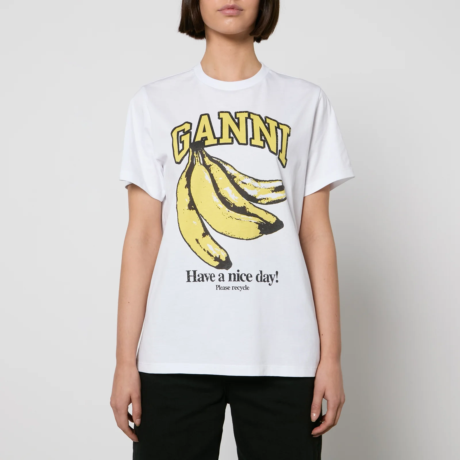 Ganni Banana Relaxed Organic Cotton-Jersey T-Shirt Image 1