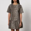 Ganni Leopard-Print Denim Mini Dress - Image 1