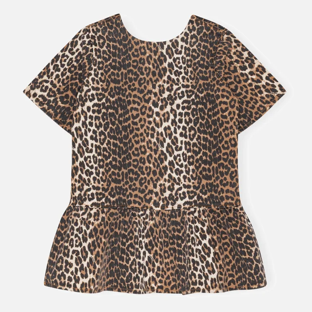 Ganni Women's Print Denim Open-Back Mini Dress - Leopard