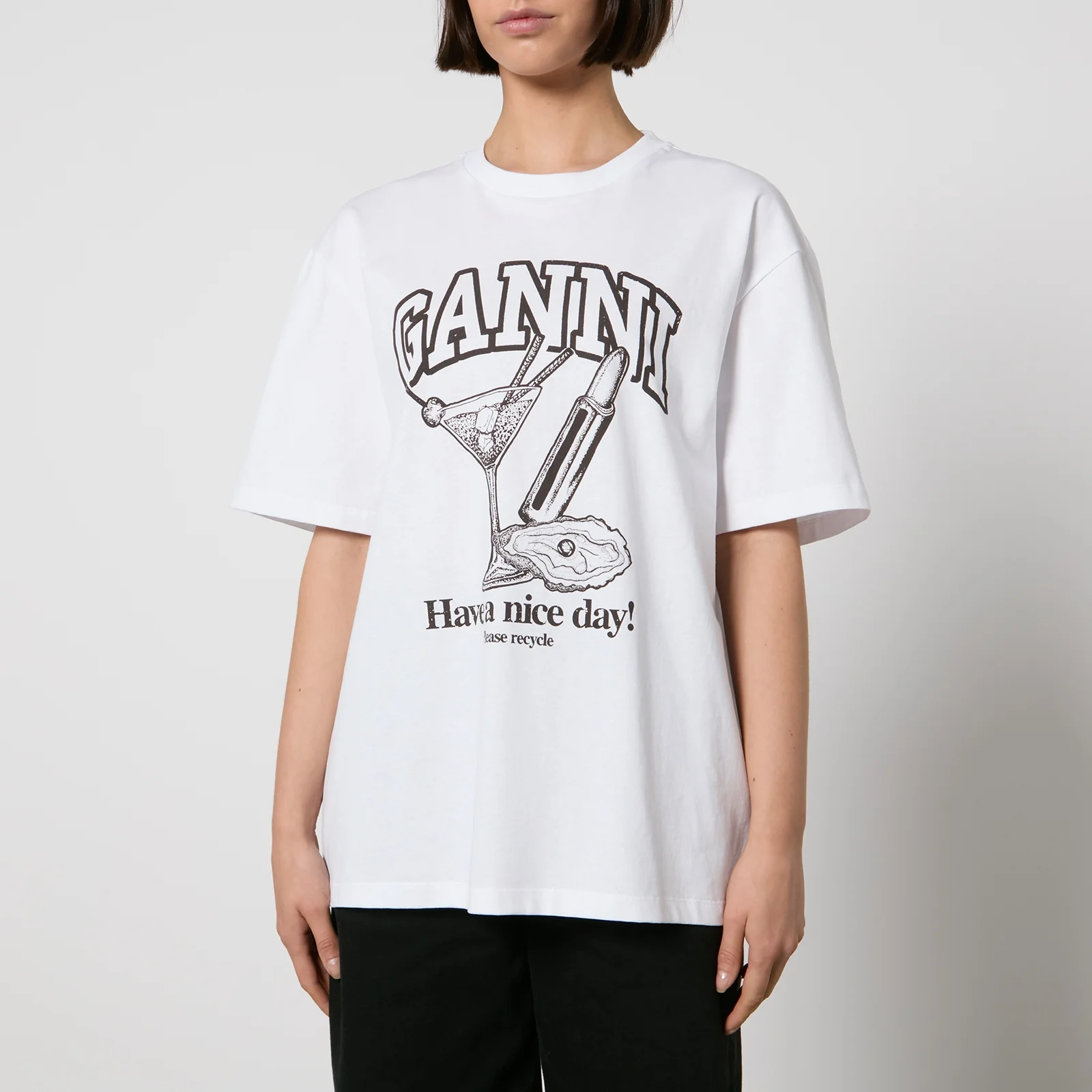 Ganni Future Cocktail Cotton-Jersey T-Shirt Image 1