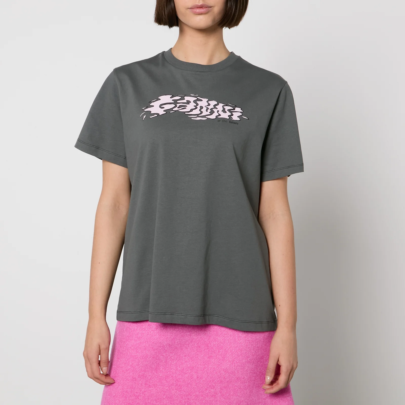 Ganni Future Printed Cotton-Jersey T-Shirt Image 1