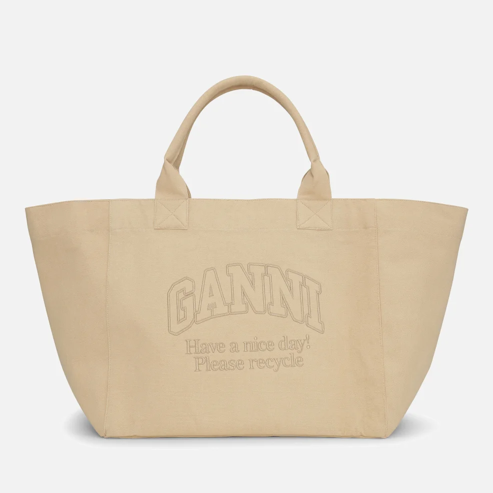 Ganni Recycled Cotton-Canvas Shopper XXL Bag Image 1