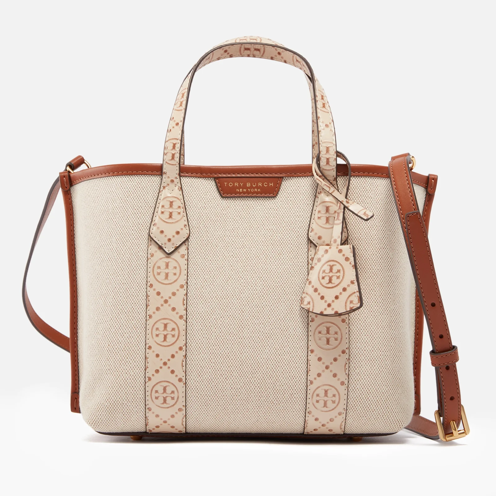 Tory Burch Perry Canvas Small Triple-Compartment Tote Bag Image 1