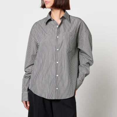 AMI Boxy Fit Striped Cotton-Poplin Shirt - L
