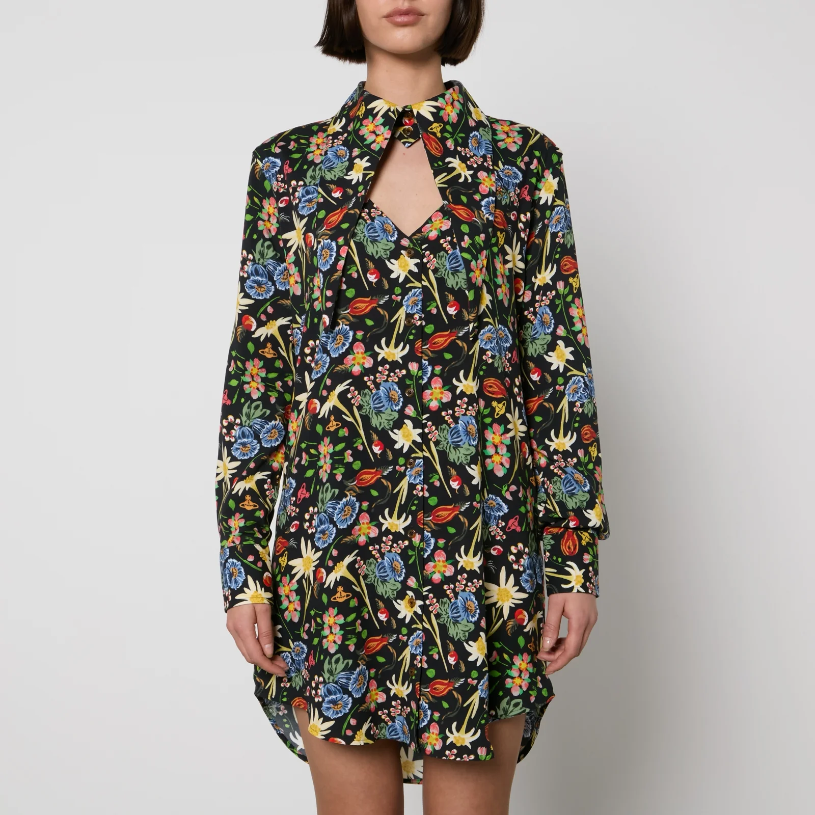 Vivienne Westwood Heart Floral-Print Cotton-Poplin Shirt Dress - UK 6 Image 1