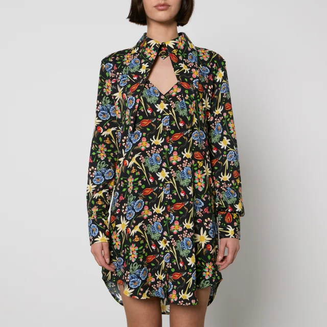 Vivienne Westwood Heart Floral-Print Cotton-Poplin Shirt Dress