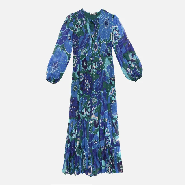 RIXO Lori Floral-Print Shirred Chiffon Midi Dress
