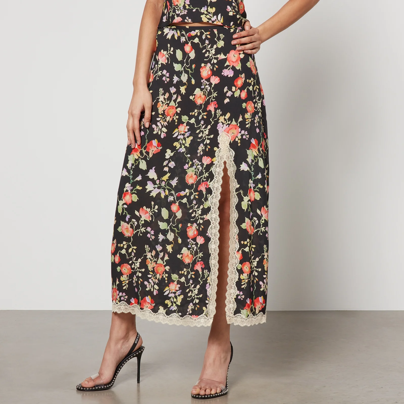 RIXO Sibilla Floral-Print Chiffon Skirt - UK 6 Image 1