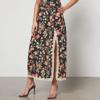 RIXO Sibilla Floral-Print Chiffon Skirt - UK 6