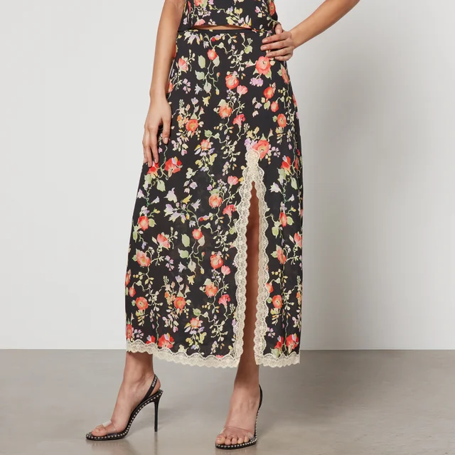RIXO Sibilla Floral-Print Chiffon Skirt