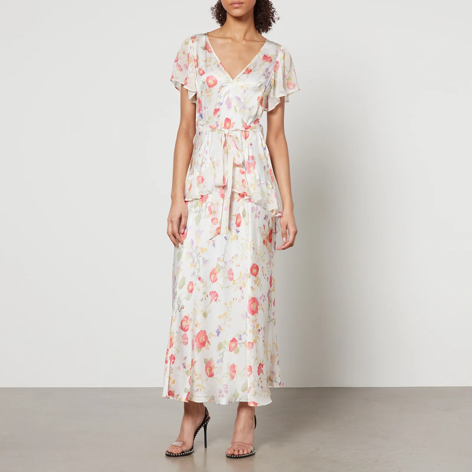RIXO Evie Floral-Print Satin Midi Dress Image 1