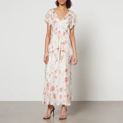 RIXO Evie Floral-Print Satin Midi Dress