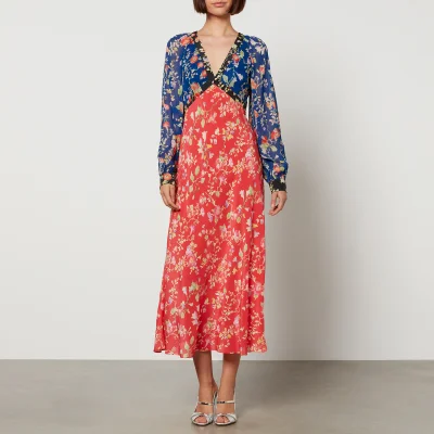 RIXO Ayla Floral-Print Chiffon Midi Dress - UK 10