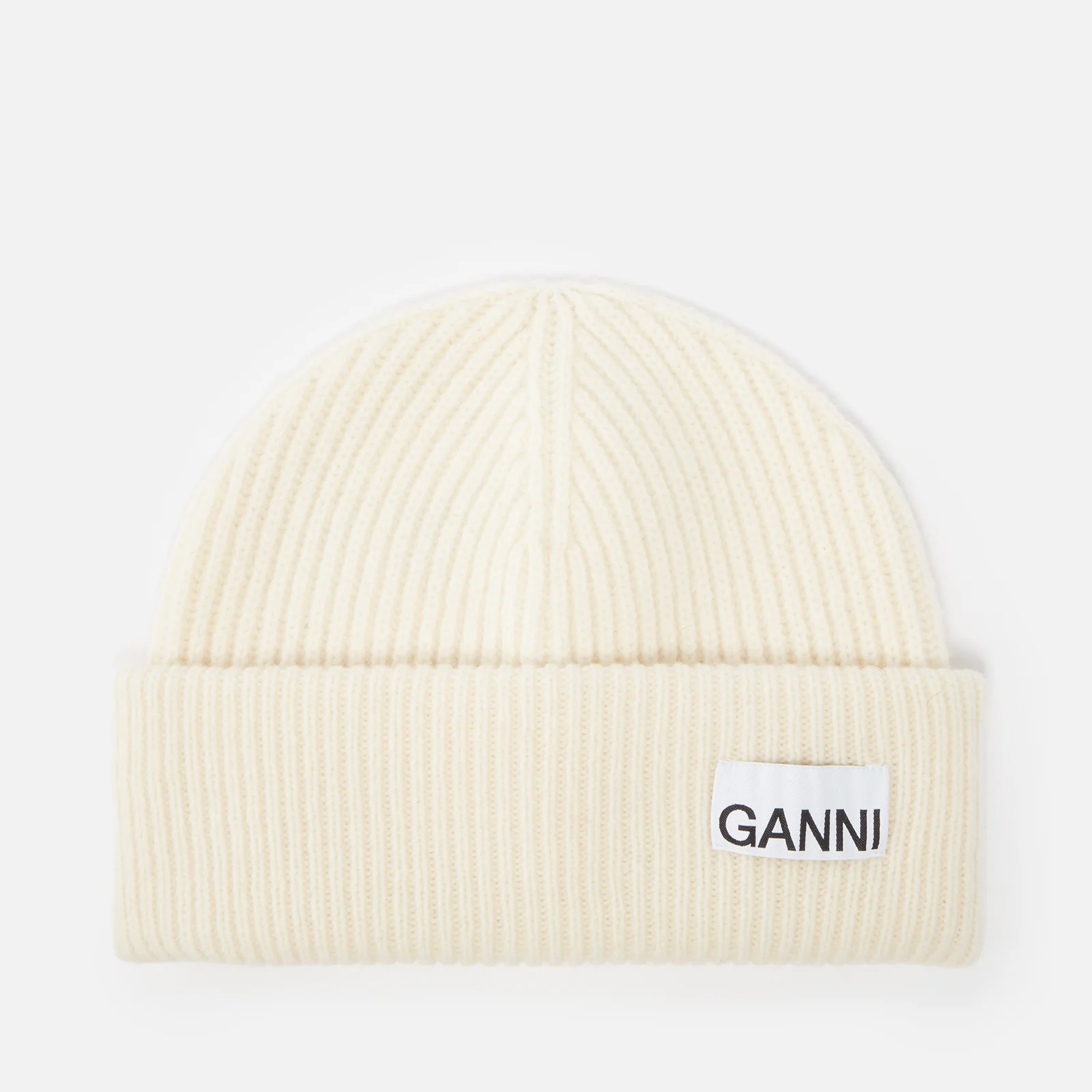 Ganni Light Structured Rib-Knit Beanie Image 1