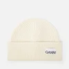 Ganni Light Structured Rib-Knit Beanie - Image 1