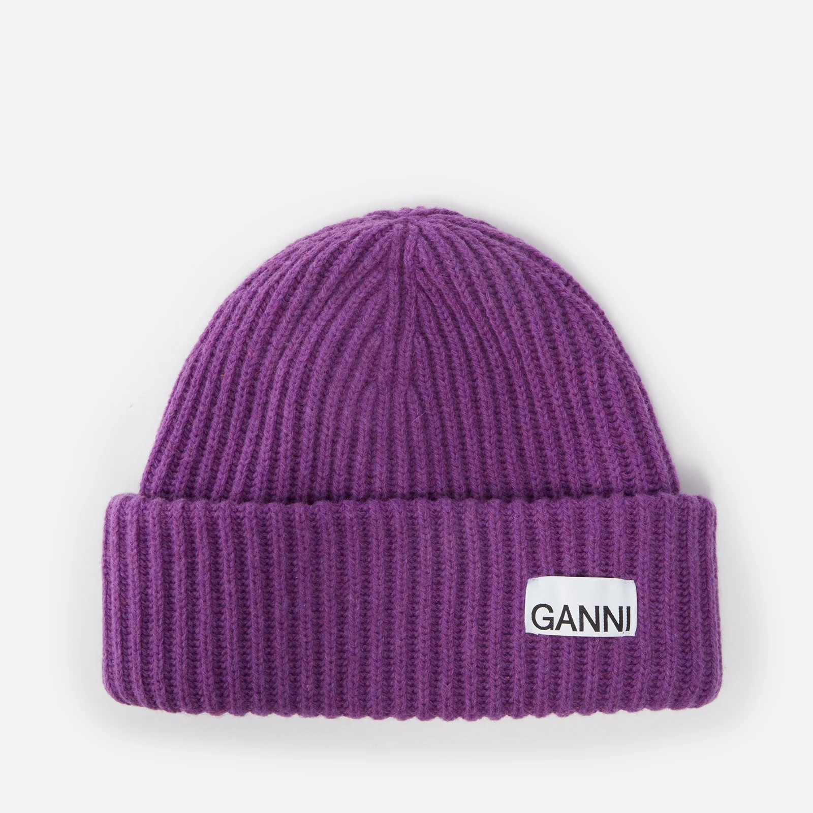 Ganni Structured Rib-Knit Beanie Image 1