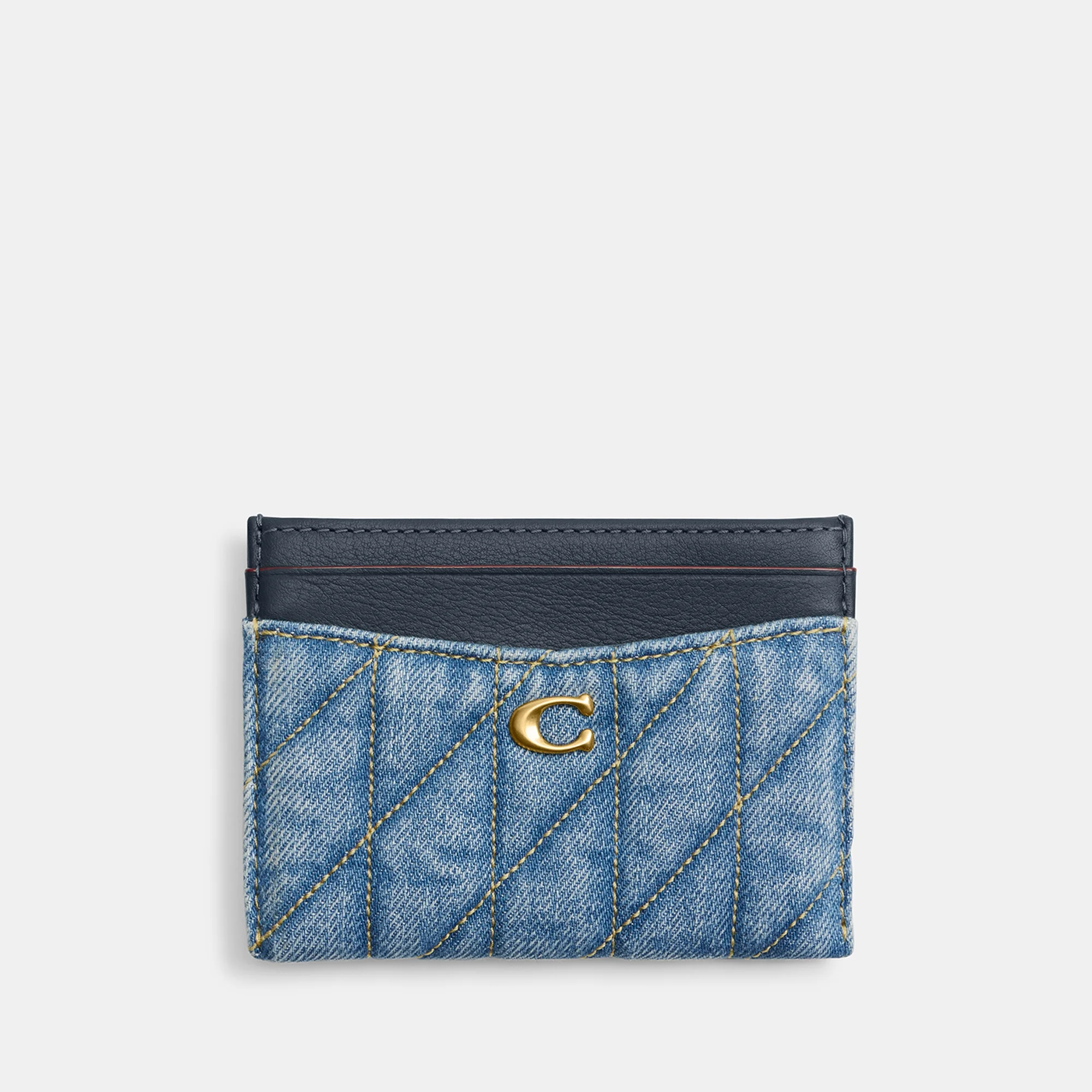 Coach Essential Quilted Denim and Leather Cardholder Image 1
