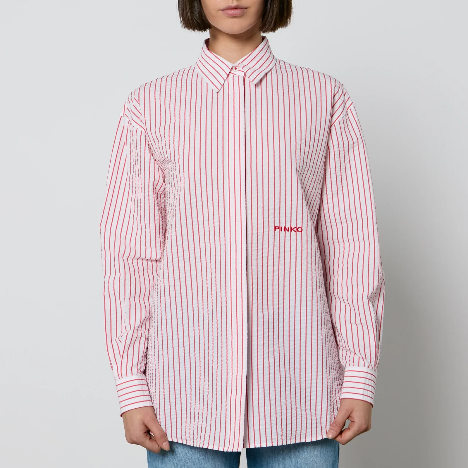 Pinko Bridport 1 Rigato Striped Seersucker Shirt - S Image 1