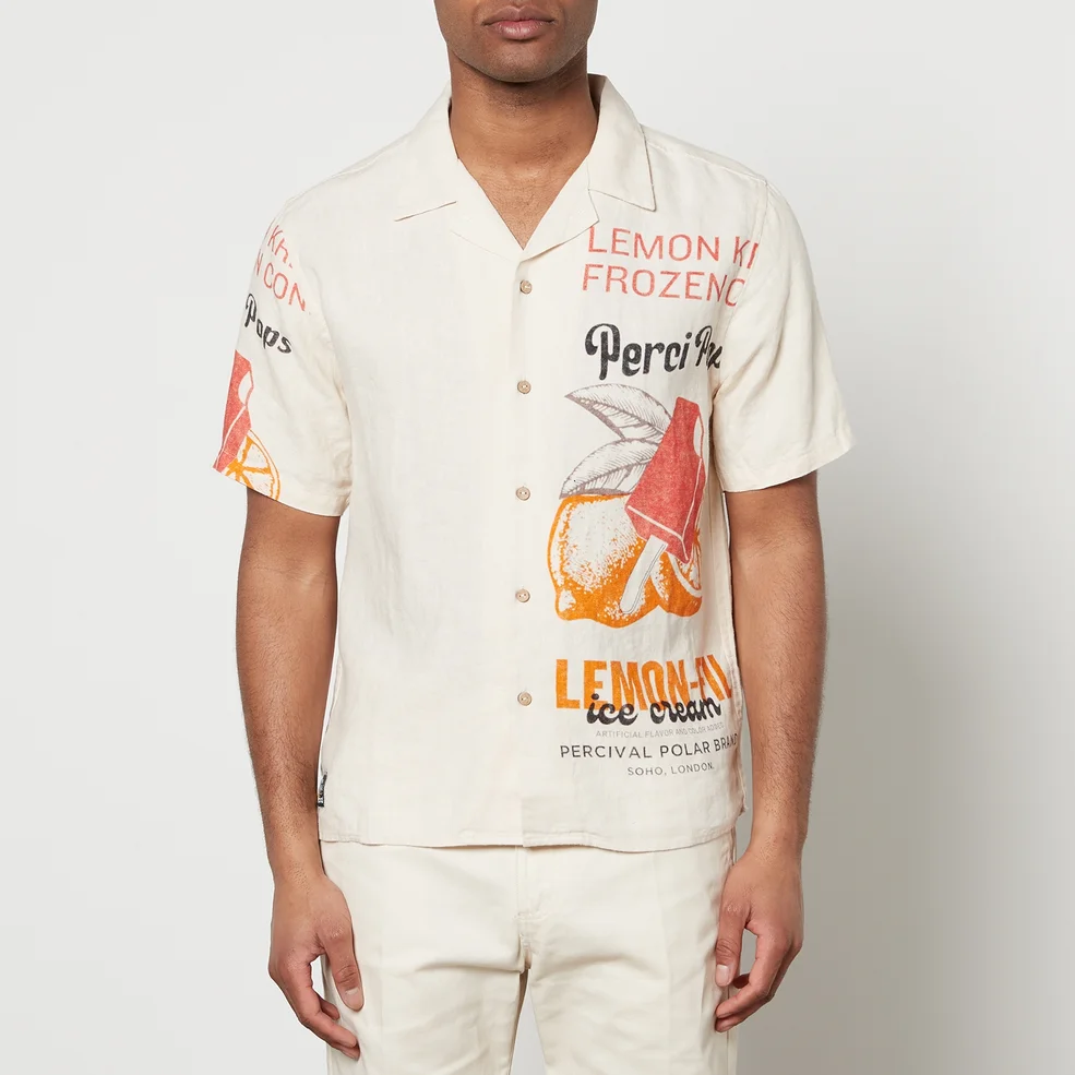 Percival Lemon Kreme Linen Cuban Shirt - S Image 1