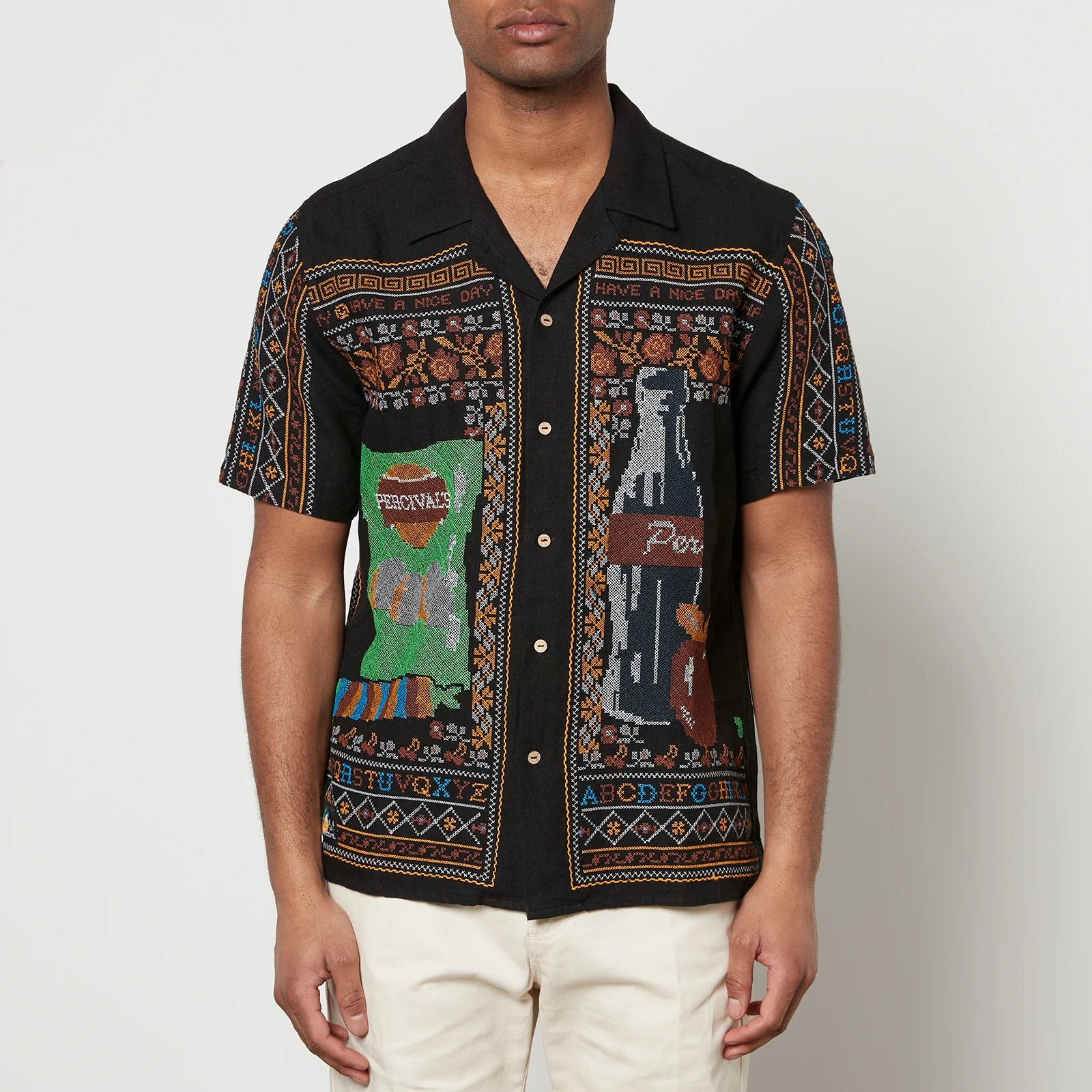 Percival Meal Deal Embroidered Linen Shirt - S Image 1