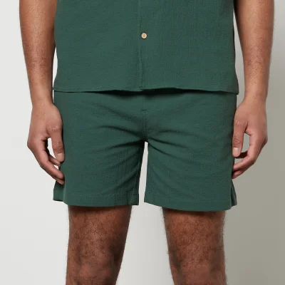 Percival Pleated Cotton-Blend Seersucker Shorts - W30