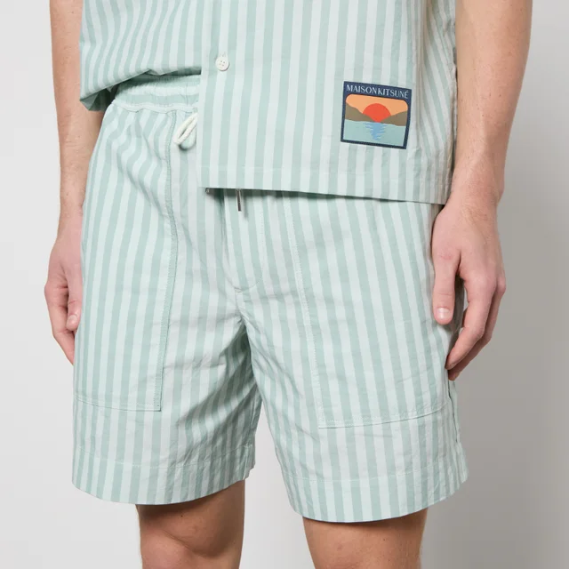 Maison Kitsuné Striped Cotton Shorts