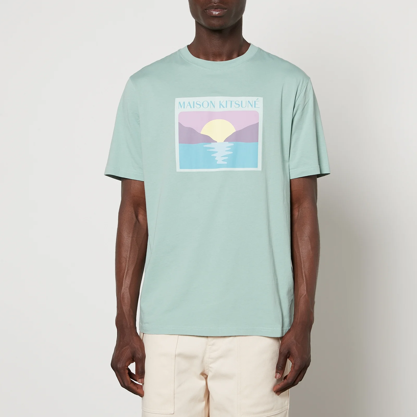 Maison Kitsuné Sunset Postcard Printed Cotton-Jersey T-Shirt Image 1