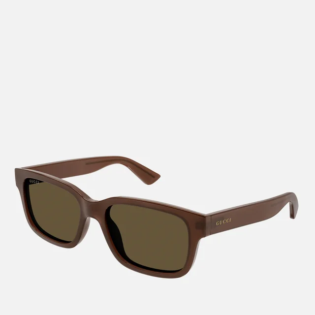 Gucci Minimal Logo Acetate Rectangular-Frame Sunglasses