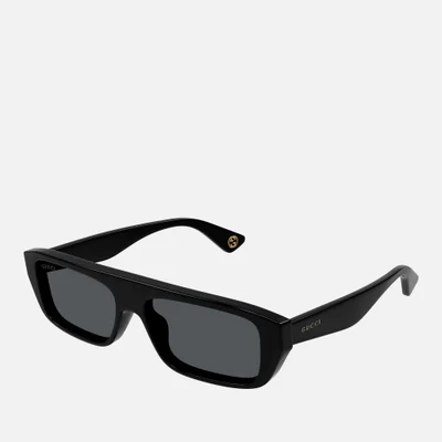 Gucci Aspen Thin Acetate Rectangular Sunglasses