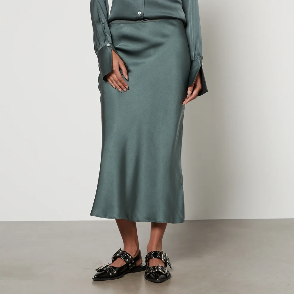 Anine Bing Bar Silk-Satin Midi Skirt Image 1