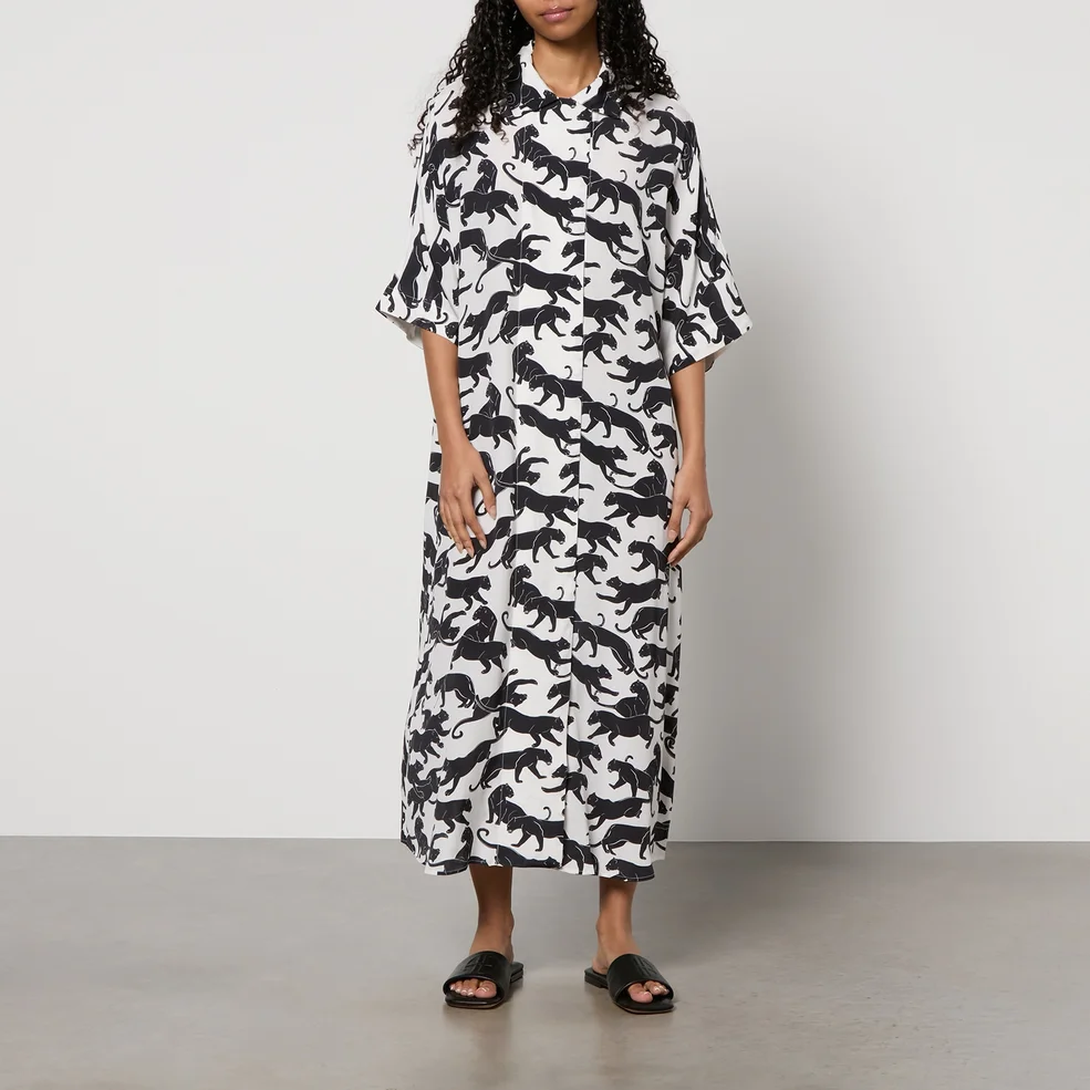 Anine Bing Julia Panther Animal-Print Chiffon Dress - XS Image 1