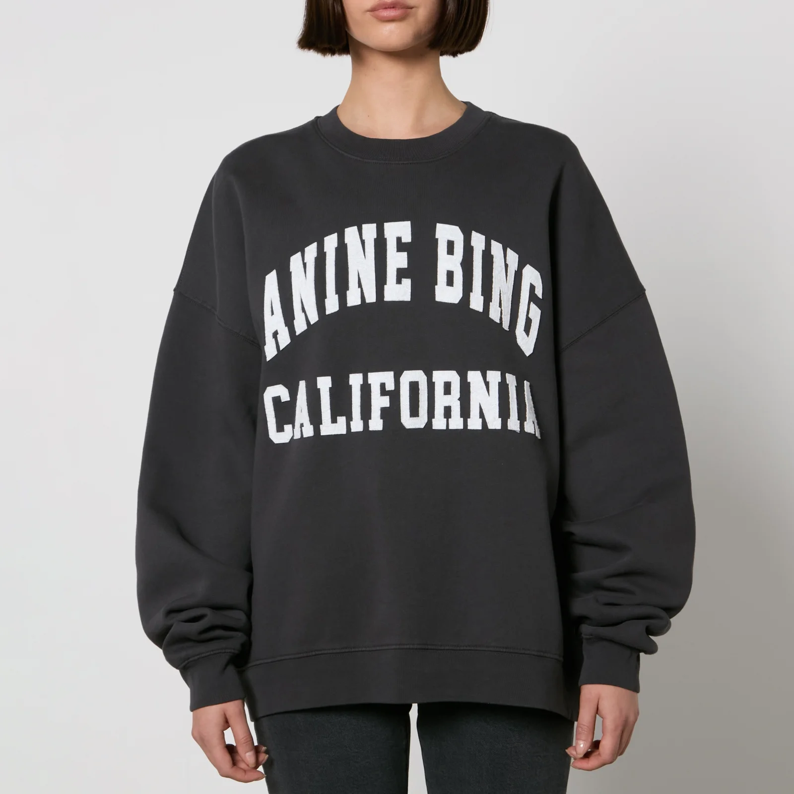 Anine Bing Miles Logo-Appliquéd Organic Cotton-Fleece Sweatshirt Image 1