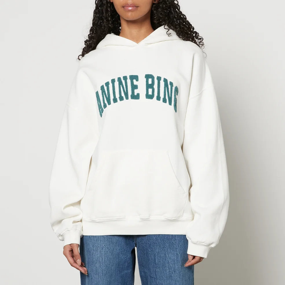 Anine Bing Harvey Logo-Appliquéd Organic Cotton-Jersey Hoodie Image 1