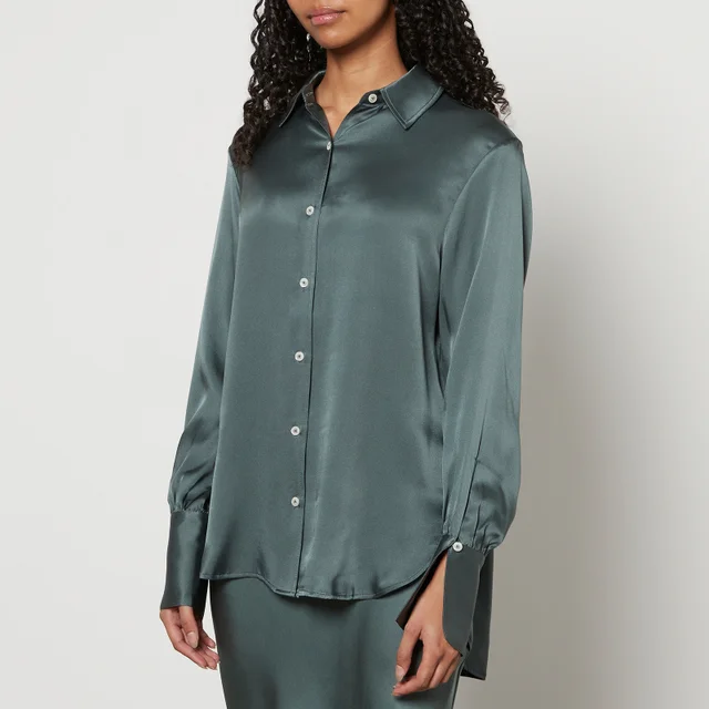 Anine Bing Monica Satin-Silk Button-Down Shirt