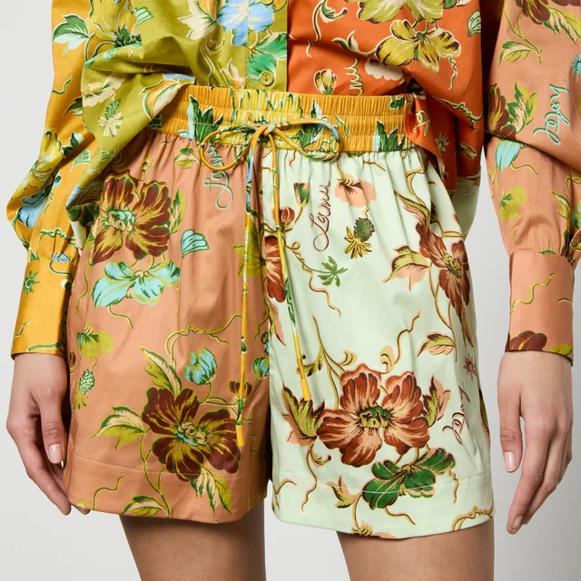 Alemais Hotel Lamu Spliced Floral-Print Organic Cotton Shorts