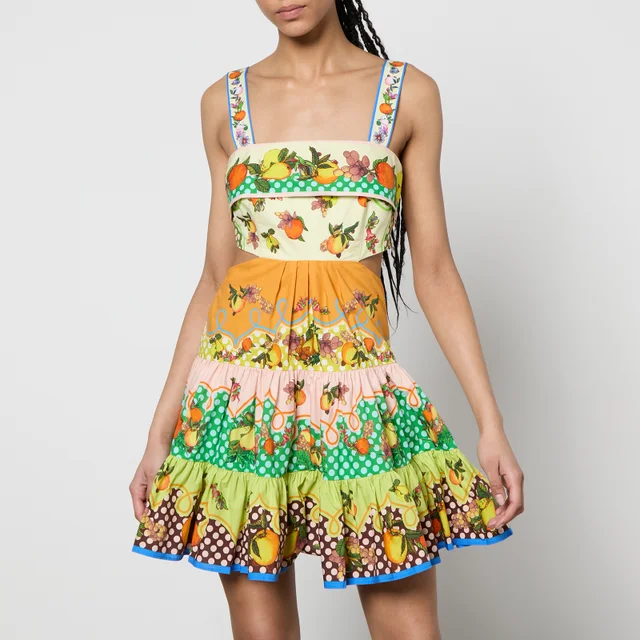 Alemais Lemonis Printed Organic Cotton-Poplin Cut-Out Mini Dress