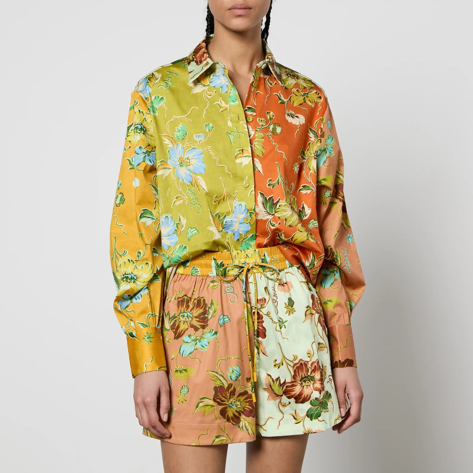 Alemais Hotel Lamu Spliced Floral-Print Organic Cotton Shirt Image 1