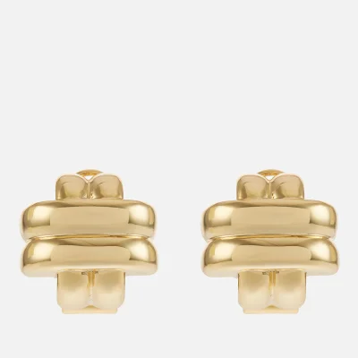 Anine Bing Double Cross 14-Karat Gold-Plated Earrings