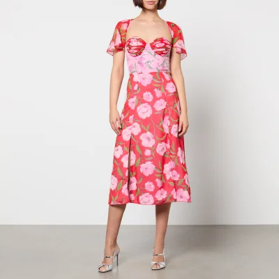 ROTATE Birger Christensen Floral-Print Chiffon Midi Dress
