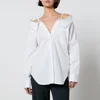 Good American Off-The-Shoulder Cotton-Poplin Shirt - Image 1