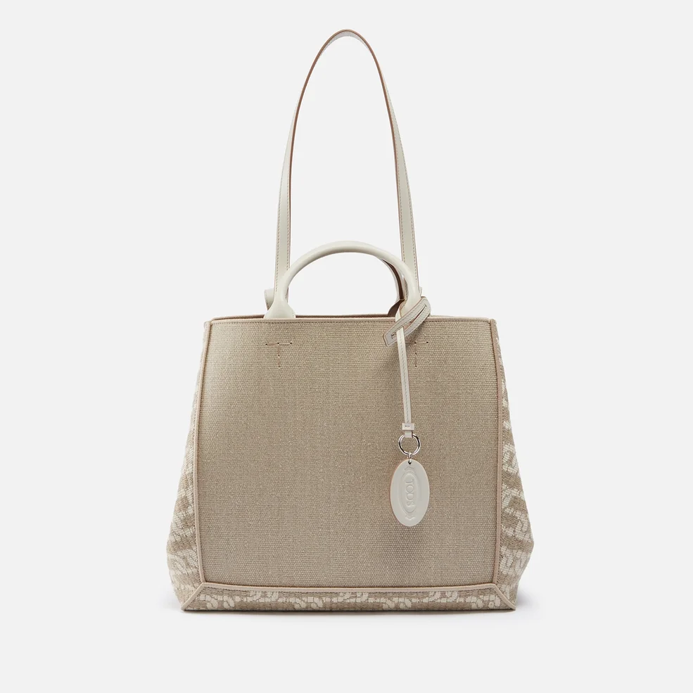 Tod's Large Canvas and Jacquard Tote Bag Image 1