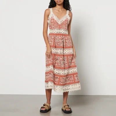 Sea New York Joah Guipure Lace and Cotton Sleeveless Midi Dress - US 6/UK 10