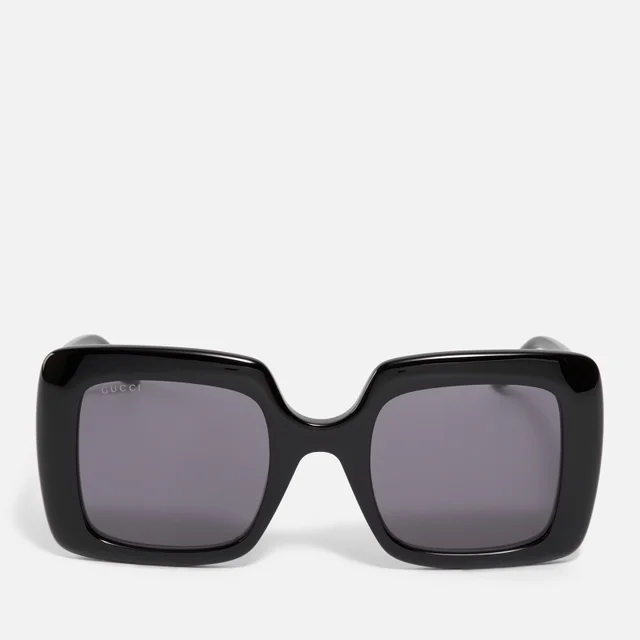 Gucci Women's Gg Square Frame Acetate Sunglasses - Black/Black/Grey