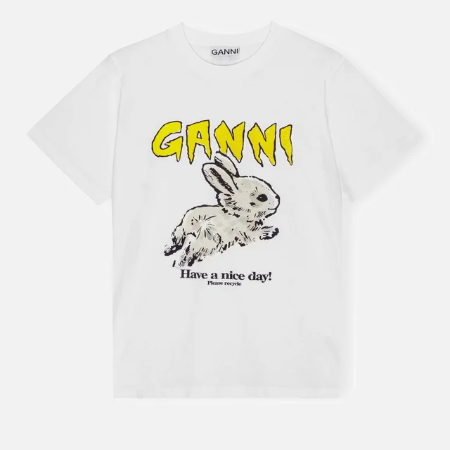 Ganni Women's Basic Jersey Bunny Relaxed T-Shirt - Bright White