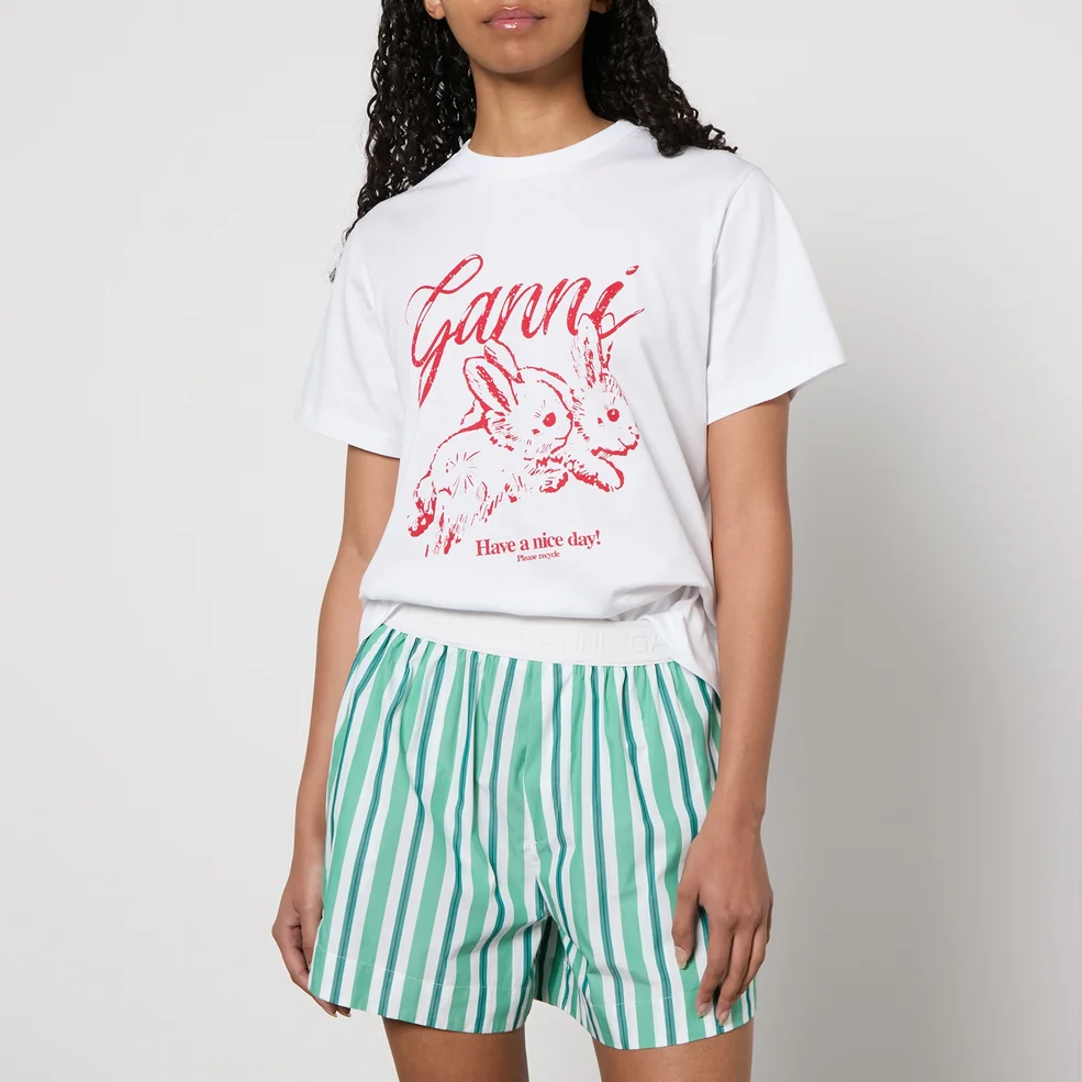 Ganni Bunnies Relaxed Cotton-Jersey T-Shirt Image 1