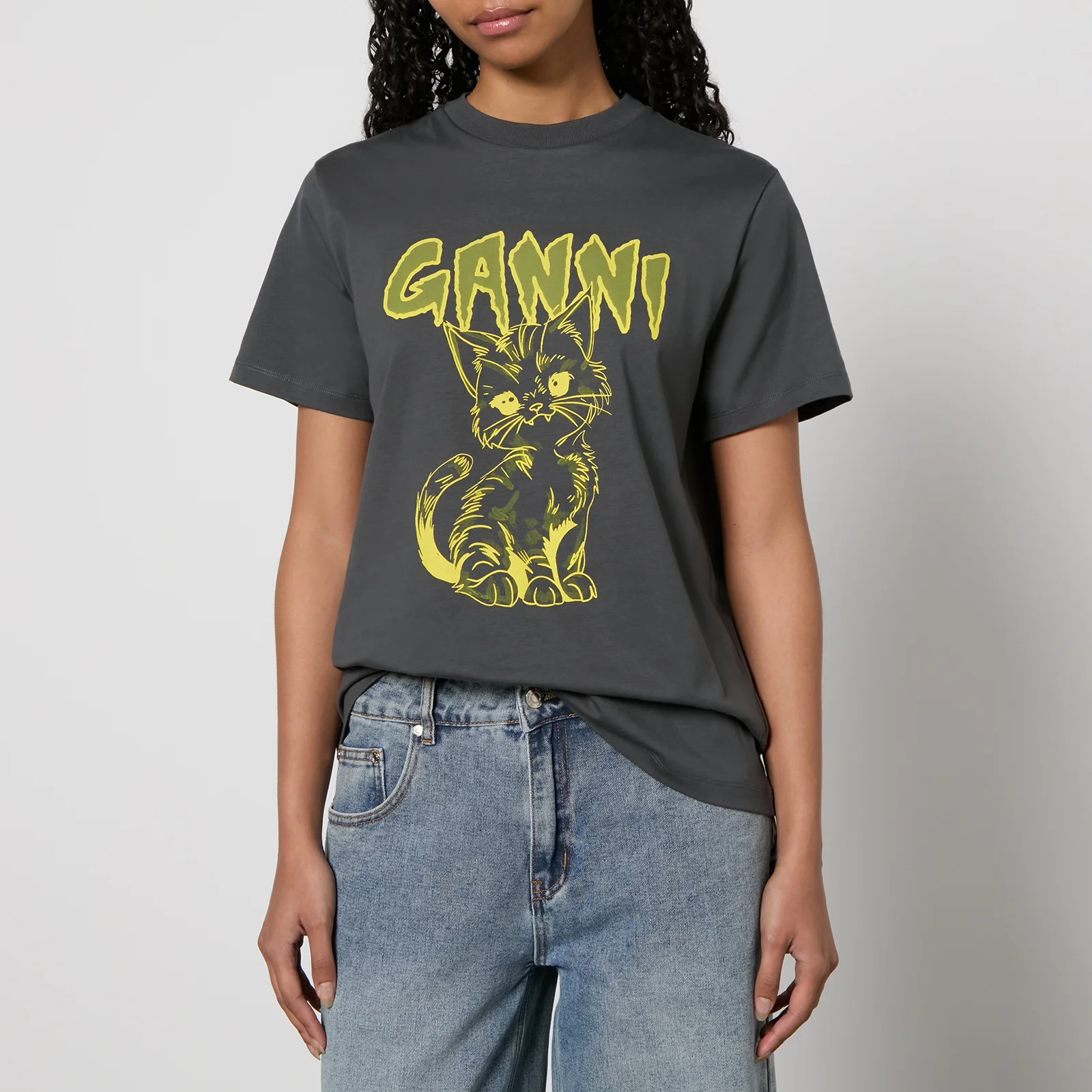 Ganni Kitty Relaxed Cotton-Jersey T-Shirt - L Image 1